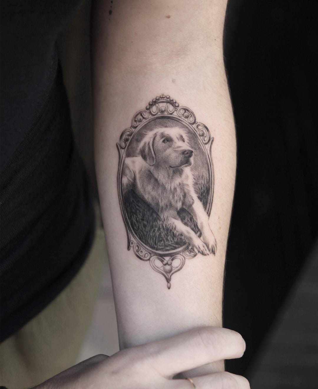 dog tattoo frame realistic